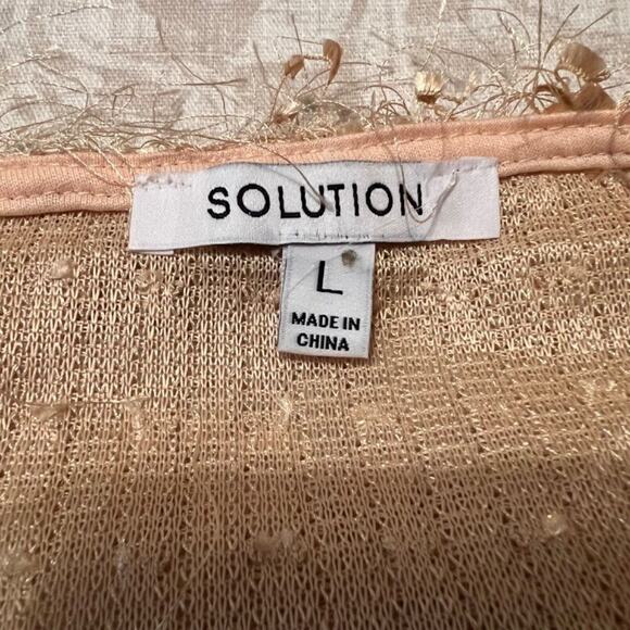 Solution top shimmery gold fluffy fringy feminine spaghetti strap lined Sz L - Picture 8 of 10